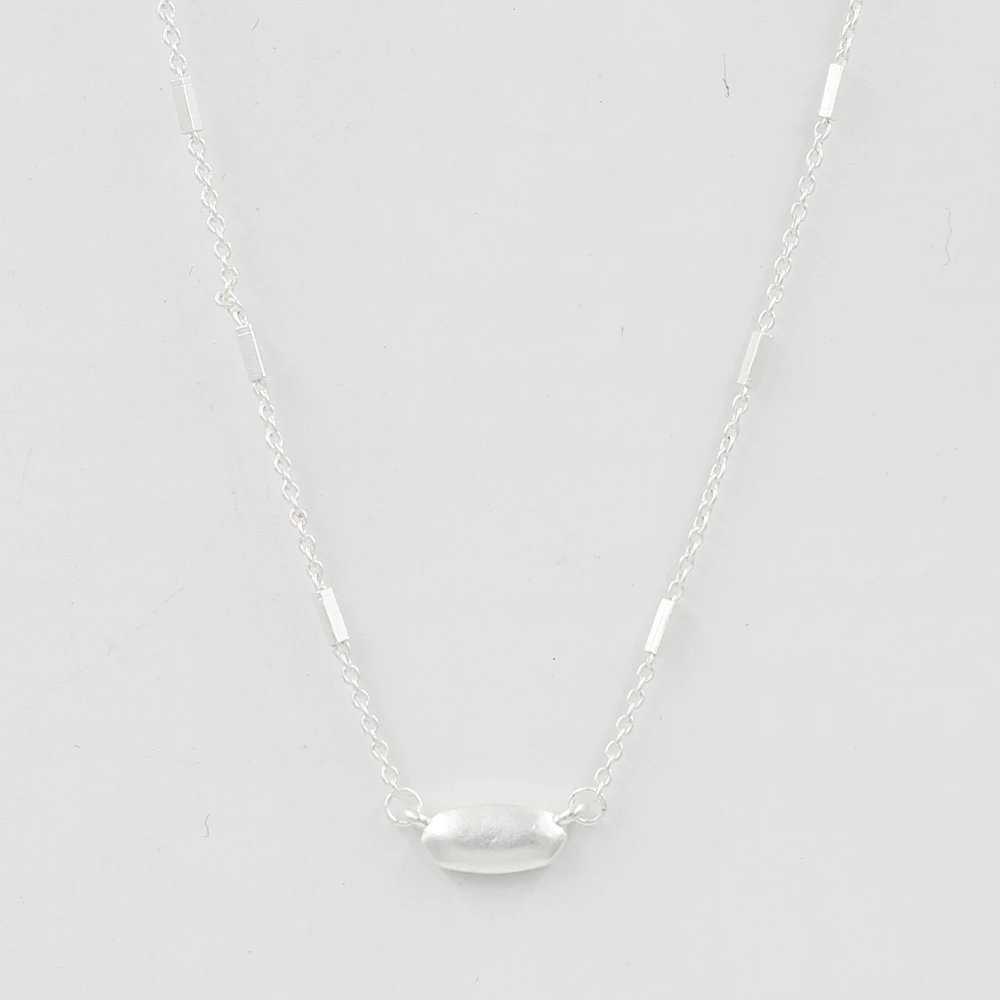 Silver necklace Новое модное матовое полированное овальное Трендовое ожерелье с подвеской для женщин - Окраска металла: Silver necklace
