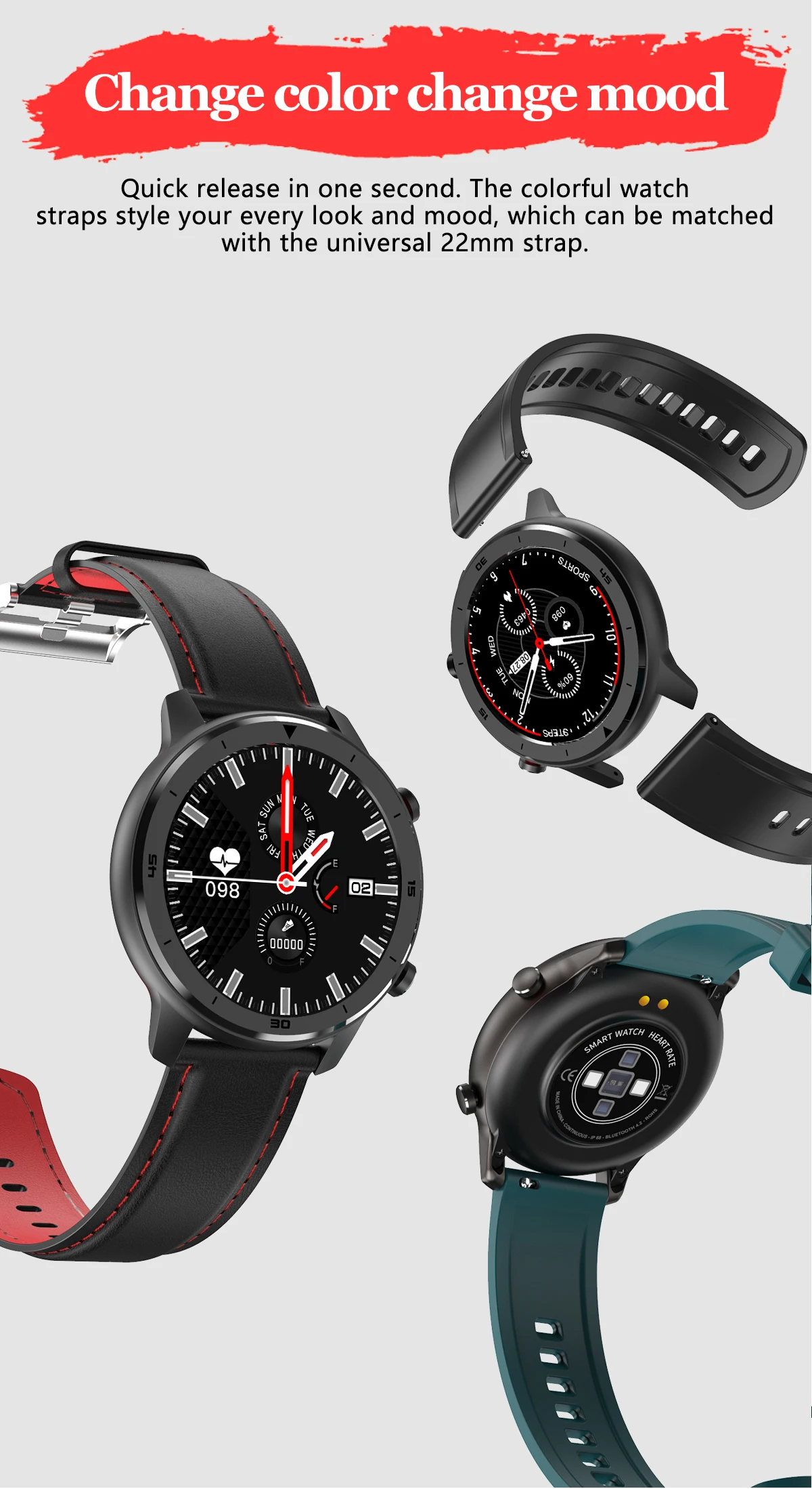 DT78 Смарт-часы для мужчин бизнес IP68 Водонепроницаемые носимые устройства 1,3 дюймов круглый сенсорный сердечный ритм кровяное давление кислородные умные часы