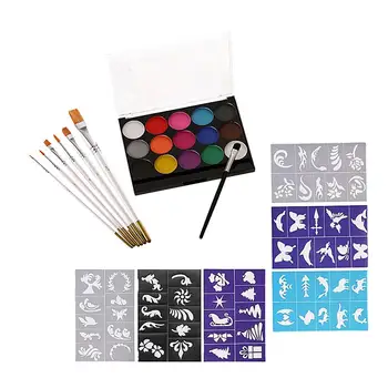 

1 Set 15 Colors Body Paint Pigment Kit Water Solubility Face Paint Kit with 6PCS Painting Brushes