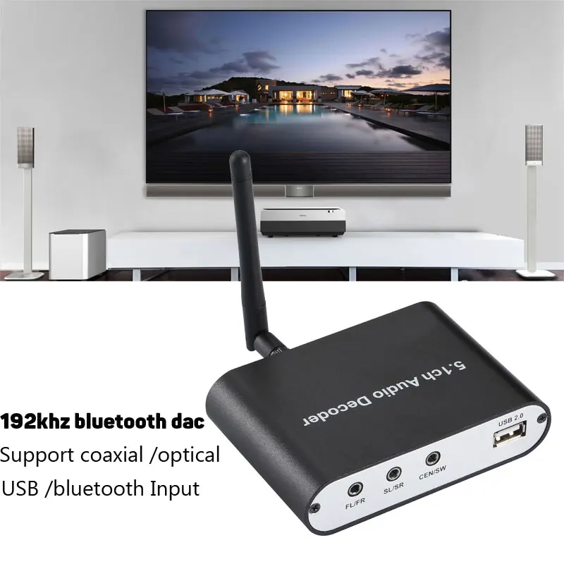 Bluetooth USB DAC цифро-аналоговый аудио декодер DAC оптический коаксиальный USB вход на 5.1CH аналоговый аудио Bluetooth приемник на RCA