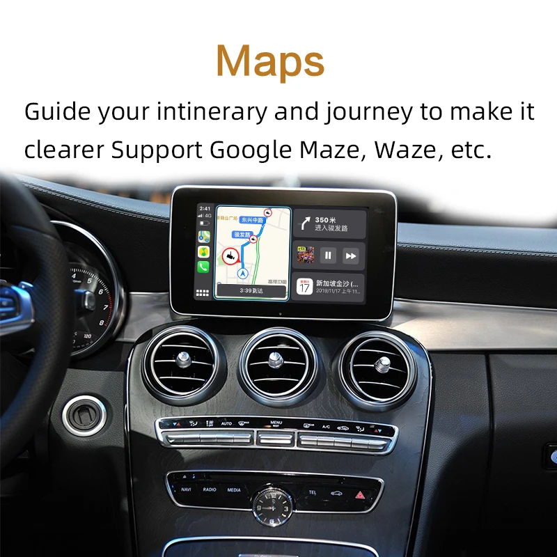 Sinairyu Aftermarket Беспроводной OEM Apple CarPlay Android авто зеркало Дооснащение Mercedes C Класс W205 GLC X253 15-19 NTG5 автомобиль играть