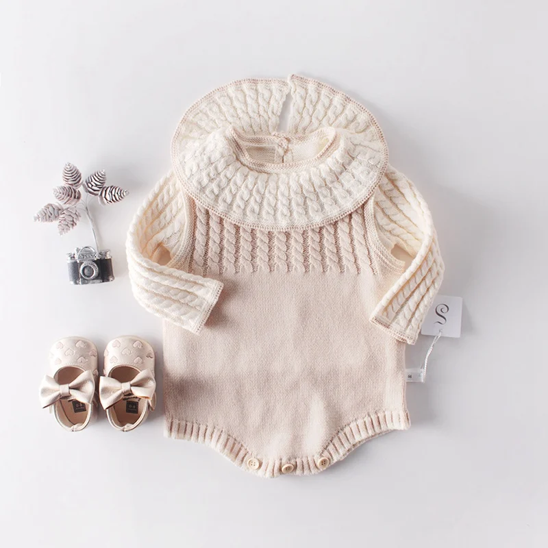 

2019 Winter Autumn Pullover Sweater Rompers For Baby Infants Toddlers Girls Kids Children Knitwear Knit Sweater S9807