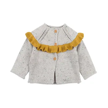 

Baby Girls Sweaters Fashion Ruffle Stitching Knit Cardigan Kids Clothing Multicolor Sweaters for Girls Newborn Clothes Jacket