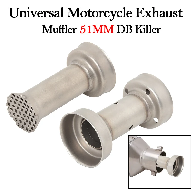 51MM Universal Motorcycle Exhaust Pipe Muffler Catalytic DB Killer