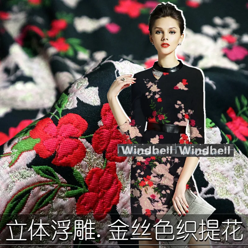 100 см* 140 см/шт. Европейская и американская Золотая пряжа-окрашенная жаккардовая Высококачественная парчовая ткань для платья