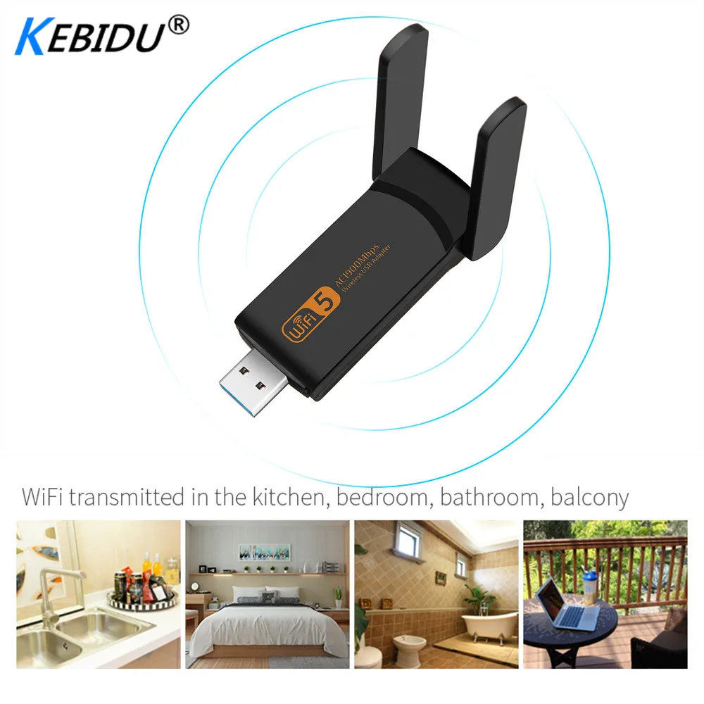 Сетевой адаптер Kebidu USB 3 0 1900 Мбит/с WiFi 5 ГГц карта Wi Fi ресивер с удлинителем 802.11ac