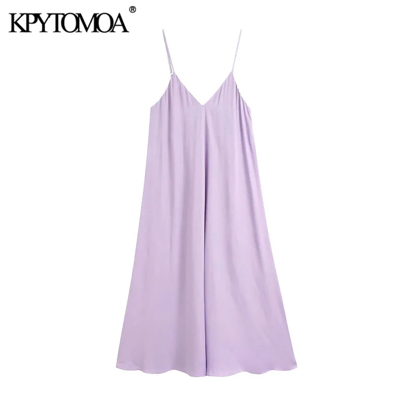 KPYTOMOA Women 2020 Chic Fashion Satin Effect Cozy Midi Dress Vintage V Neck Spaghetti Thin Straps Female Dresses Vestidos Mujer KPYTOMOA Women 2020 Chic Fashion Satin Effect Cozy Midi Dress Vintage V Neck Spaghetti Thin Straps Female Dresses Vestidos Mujer