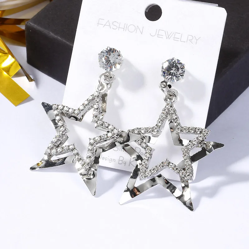 WUKALO, модные длинные геометрические висячие серьги, роскошные золотые серебряные прямоугольные стразы, серьги для женщин, вечерние ювелирные изделия, подарок - Окраска металла: 63087