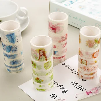 

6Pcs/set Kawaii Cartoon Masking Washi Tape set cute Decorative Adhesive Tape DIY Scrapbooking Sticker Label Stationery