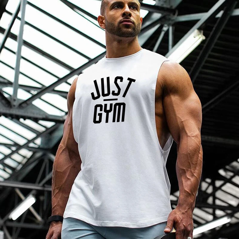 Бренд JUST GYM Canotte, майка для бодибилдинга с заниженной проймой, мужская спортивная одежда, майка для фитнеса, майка без рукавов, майка для тренировок