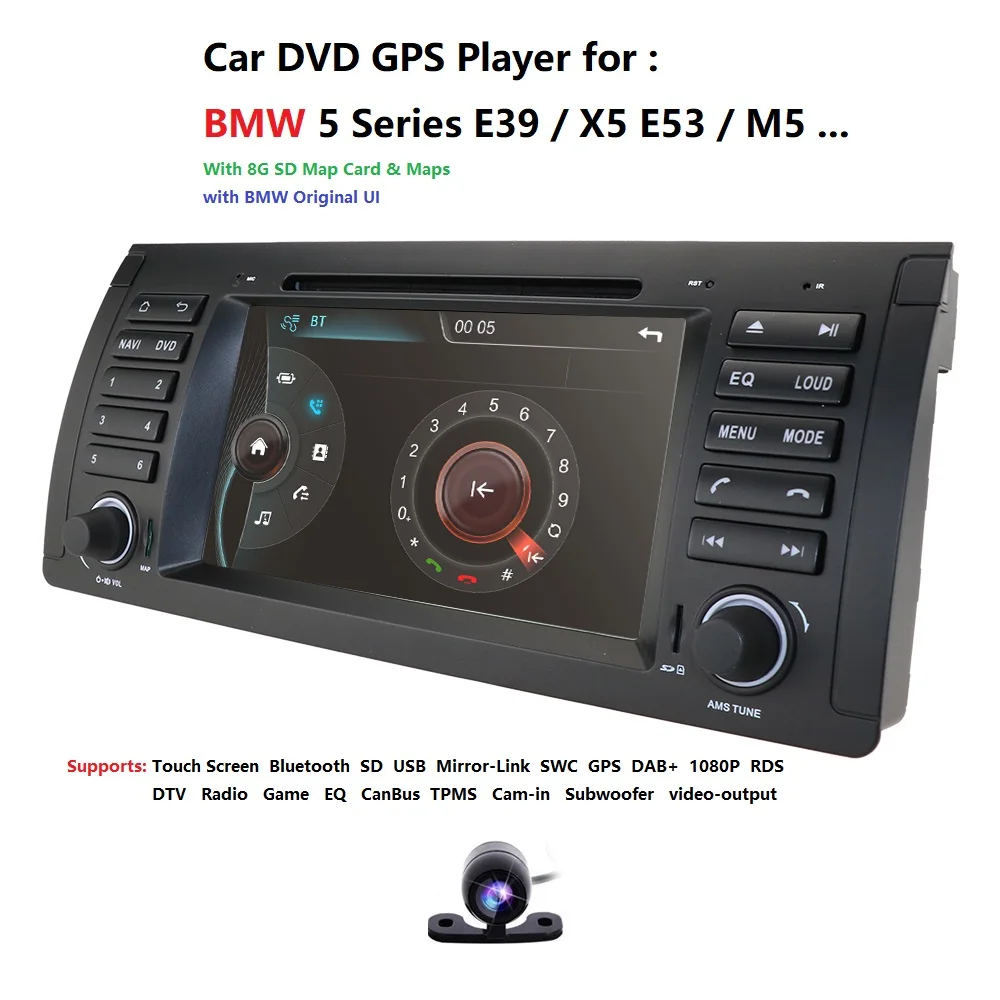 

1din Capacitive Screen! 7Inch CarDVD Player For E39/X5/M5/E53 Canbus Radio GPS Navigation Bluetooth 1080P dab+ CAM RDS TPMS DVBT