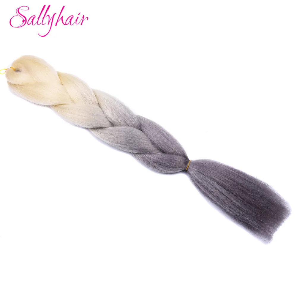 Sallyhair, 24 дюйма, Омбре, плетение волос, 2 тона, черный, винно-красный цвет, огромные косички, высокотемпературное волокно, синтетические волосы для наращивания - Цвет: P1B/30