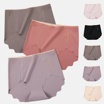 

Women Seamless Panties Plus Size High Waist Traceless Ice Silk Breathable Sexy of Large Female Underwear Panties