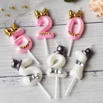 

1pcs Digital candle birthday cake decorations Prince Princess cake topper Boy girl Party supplies baby shower Number Cake Candle