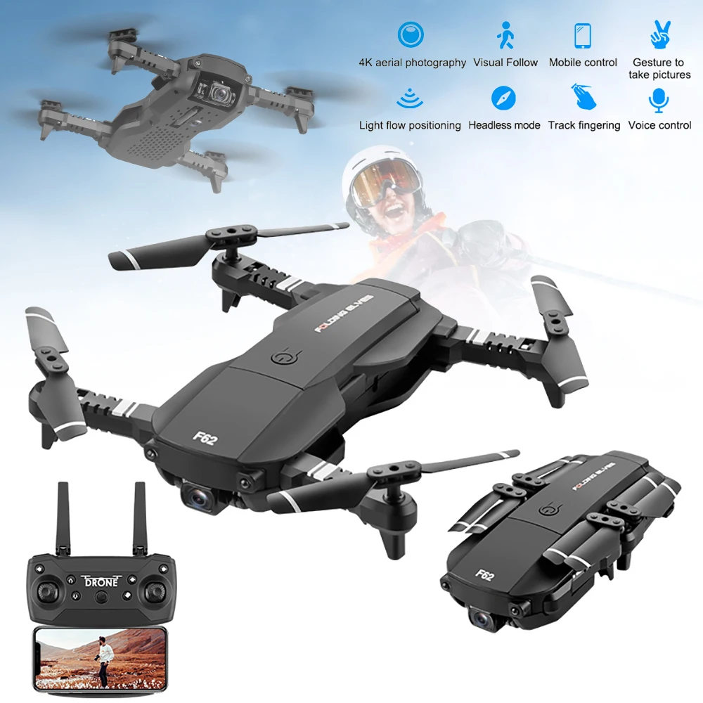 F62 мини Дрон 4K Wifi HD широкоугольная камера RC Дрон оптический поток управление жестом следование Квадрокоптер для детей игрушки