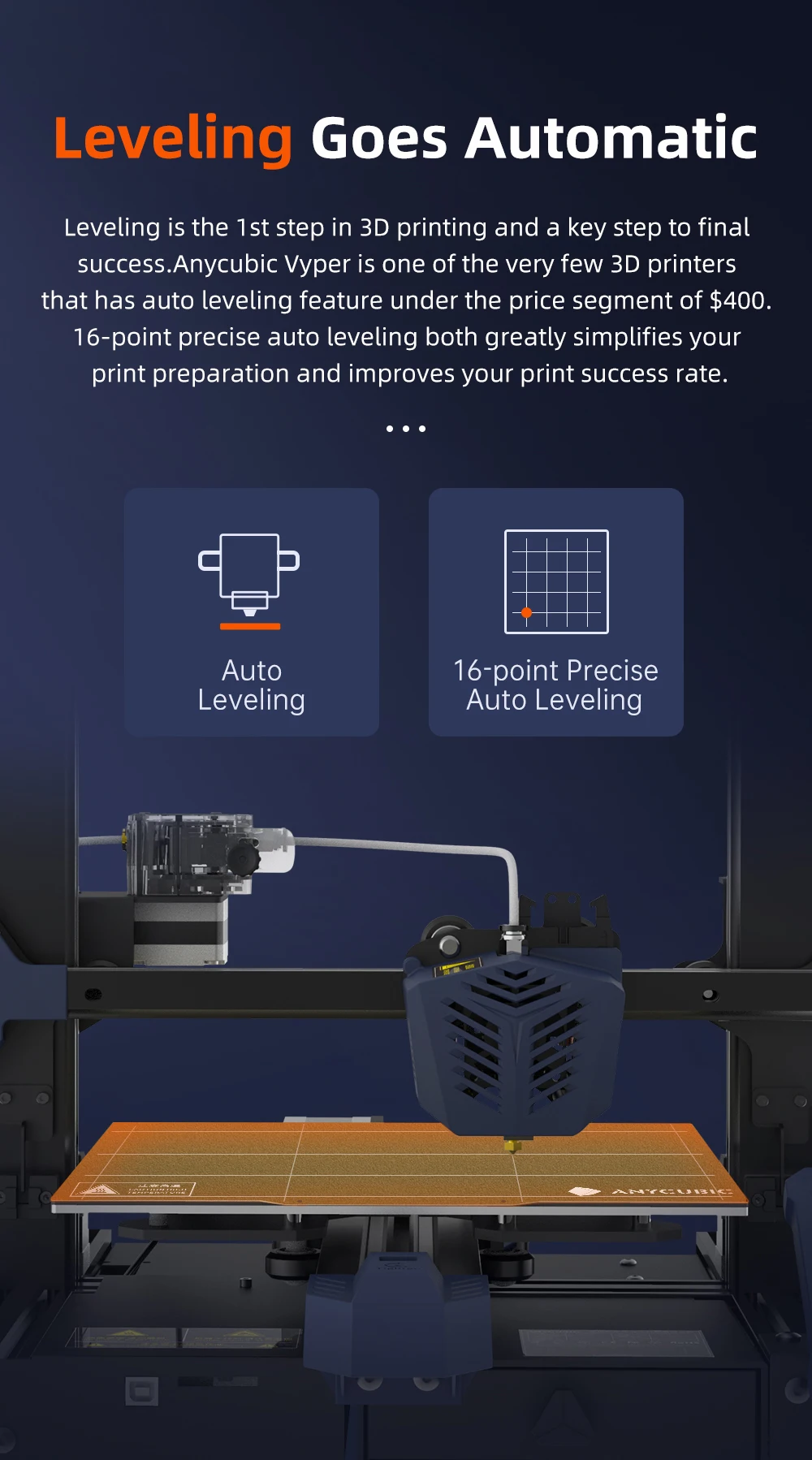 creality 3d printer ANYCUBIC Vyper 3D Printer Build Volume 245*245*260mm Silent Printing Automatic Leveling FDM 3D Printer Kit Russia In Stock 3d print model