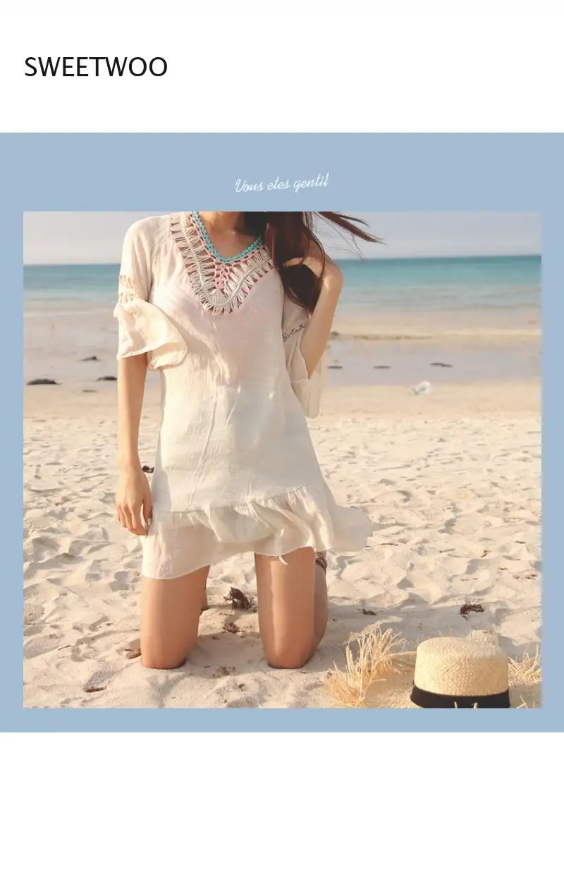 Sexy Beach Cover Up Long Pareos Bikinis Swim Cover Up Robe Plage Bikini Outing Boho Beachwear Beach Dress Swimwear