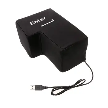 

USB Big Enter Key Decompression Large Enter Key Computer Vent Button Desktop Pillow for Programmer Stress Relief Gadget Gifts