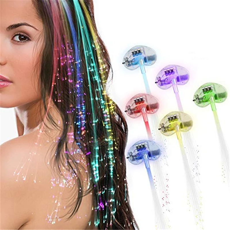 

20\50pcs a pack LED Hair Clip Light-Emitting Fiber Optic Wire Hairpin Luminous Silk Braids Styling Tool LED toy for party