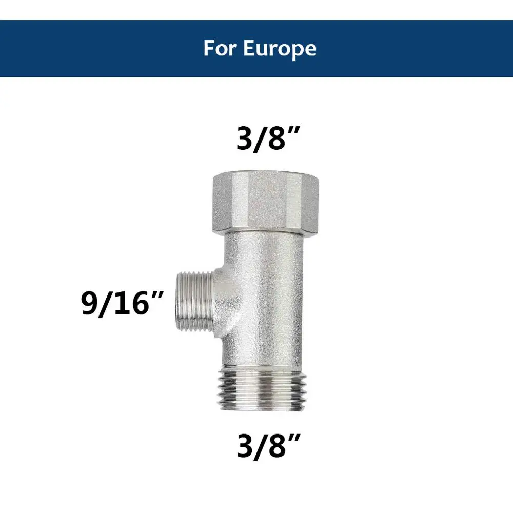 Bathroom Plumbing Fittings T Valve Adapter for Toilet Seat Bidet Attachment Sprayer