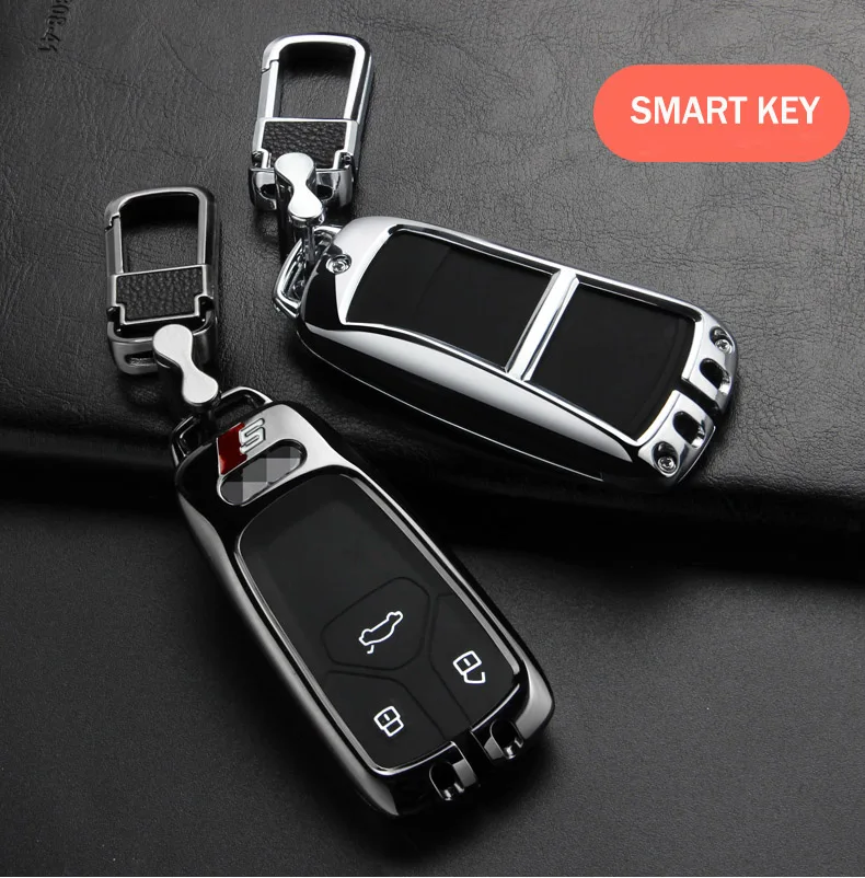 

Alloy+Silica Car Key Case Cover Shell Fob For Audi A4 A5 S4 S5 B9 8W Q7 4M Q5 TT TTS RS TFSI A4LCoupe Roadster Car Accessories