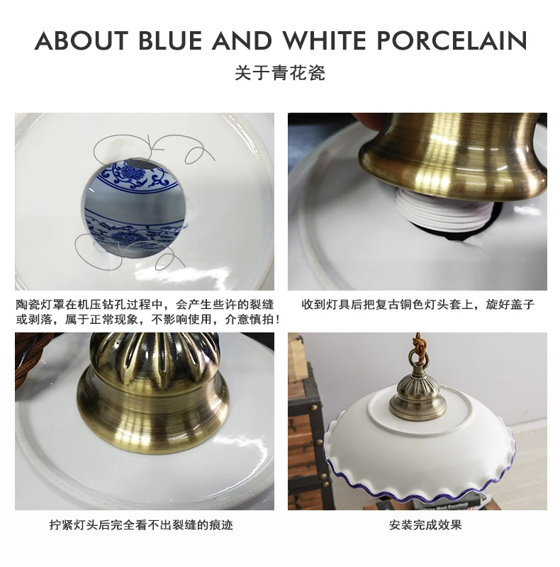 Китайский стиль, синяя и белая фарфоровая люстра, светодиодный, для дома, гостиной, украшения, люстра для ресторана, спальни, глянцевое
