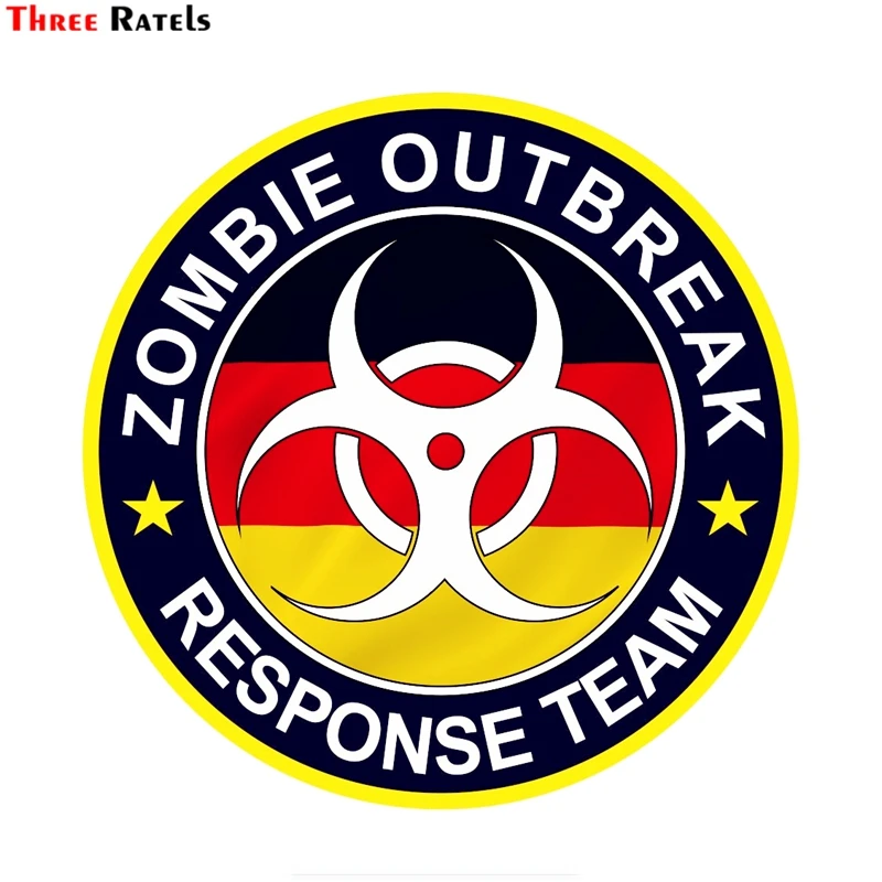 

Three ratels FTC-808# 14x14cm Zombie Outbreak Response Team Design With German Flag Motif External Vinyl Car Sticker