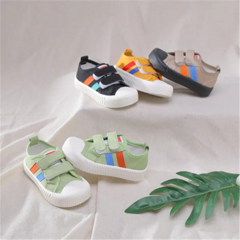 

2020 Spring Autumn New Kids canvas shoes Loop Fasteners Design Comfortable Soft Sole Wear-resistant Unisex Casual Shoes