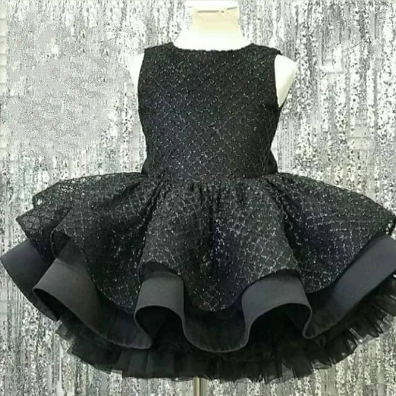 

Black Tulle Organza Girls Dresses Kids Princess Dress Ball Gown Kids Clothes Open Back Toddler Girl Children costume