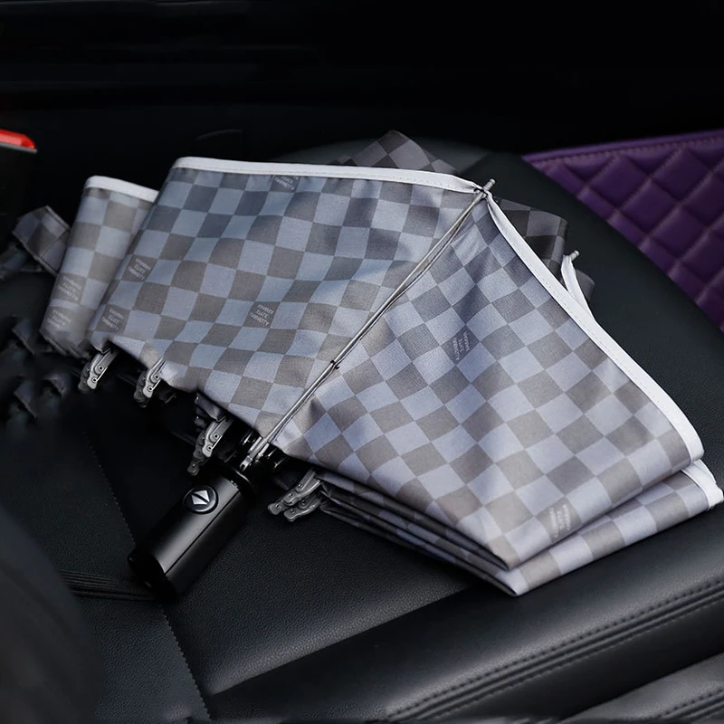 

Striped or Checkered Folding Men's Fully Automatic Open and Close Car Umbrella Sunscreen/rain Shelter Multi-function Umbrella