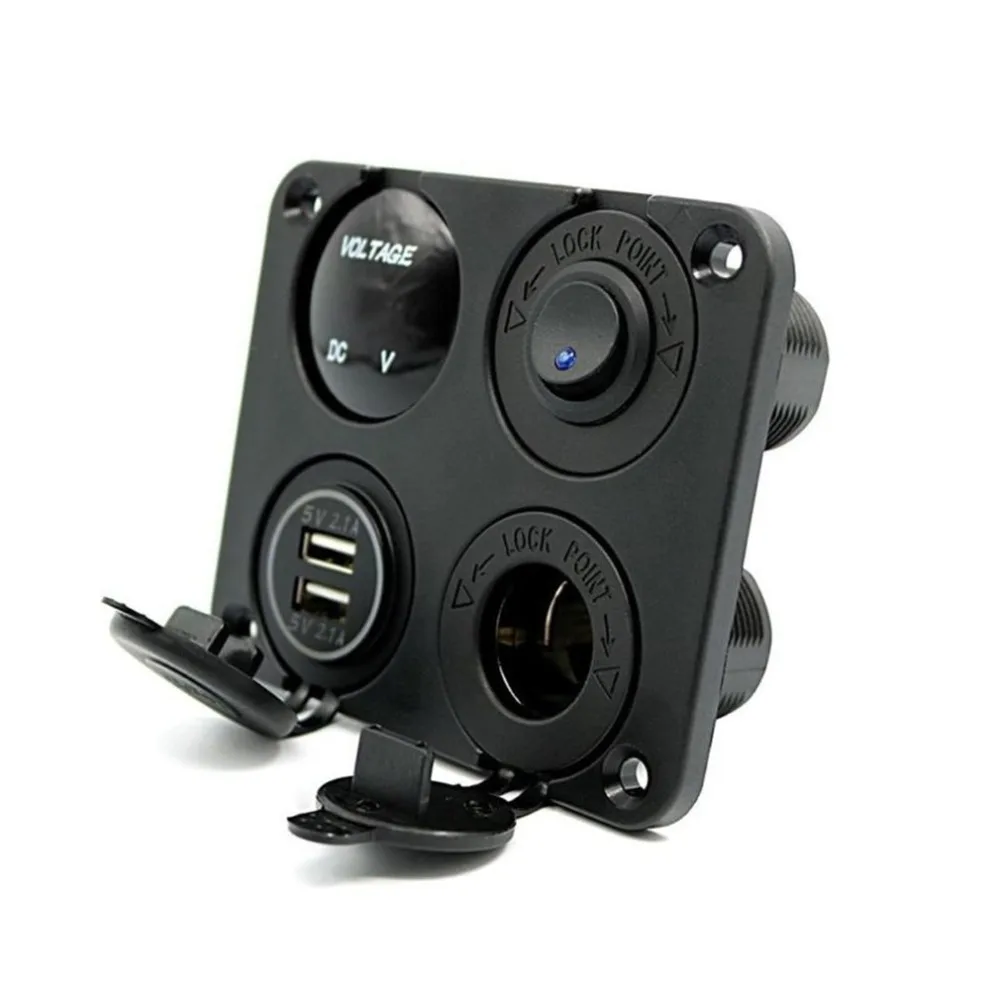 Черный HX-1235 водонепроницаемый автомобиль двойной USB 3.1A вольтметр зарядное устройство для iPhone iPad вольтметр зарядное устройство DC 12 В четыре функции двойной USB