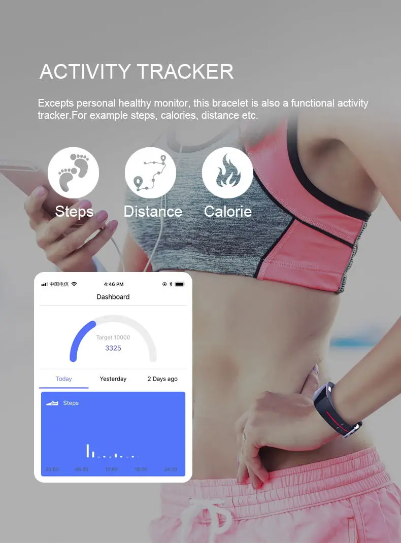 2018 P3Plus blood pressure wrist band heart rate monitor PPG ECG smart bracelet Activit fitness tracker intelligent wristband (13)