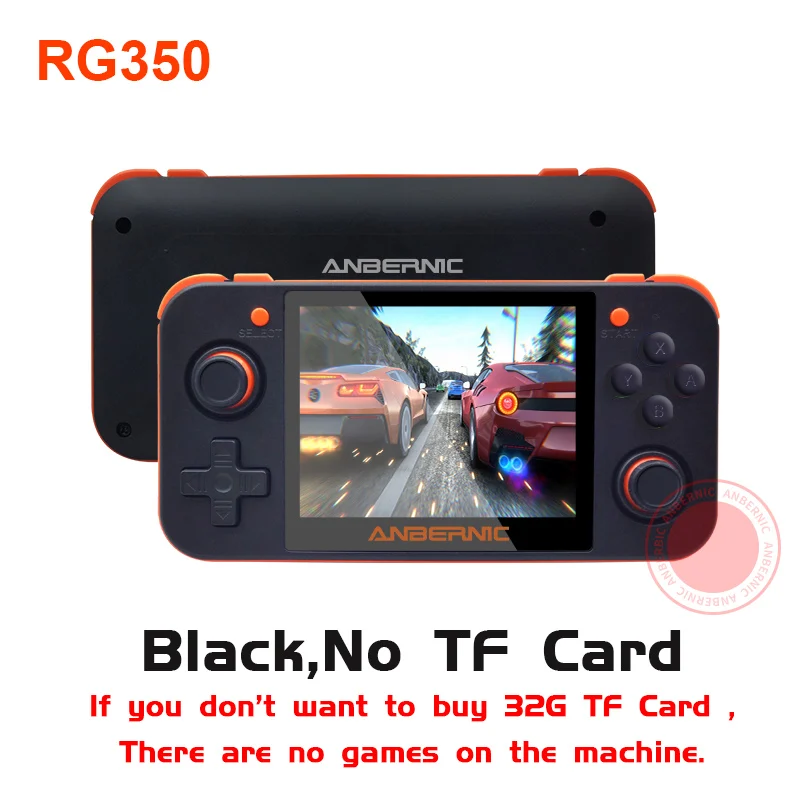 PS1 ANBERNIC RG350 ips Ретро игры 350 видео игры обновление игровой консоли ps1 игра 64 бит opendingux 3,5 дюймов 2500+ игры rg350 - Цвет: Black No TF card