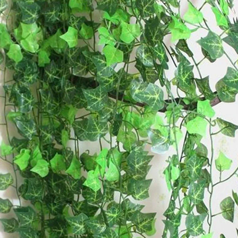2pcs Artificial Flowers Fake Hanging Vine Plant Leaves Garland Home Garden Wall Decoration