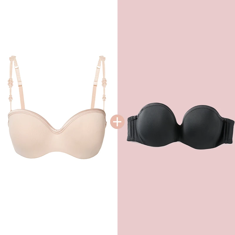 

Women's Lightly Lined Underwire Lift Support Seamless Multiway Strapless Bra Plus Size