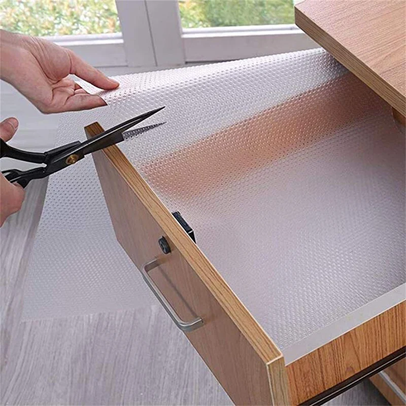 Shelf Liners Cabinet Drawer Liner Non-Slip Shelf Liner Non-Adhesive Refrigerator Mat Cupboard Pad No Odor for Kitchen Home-Clear