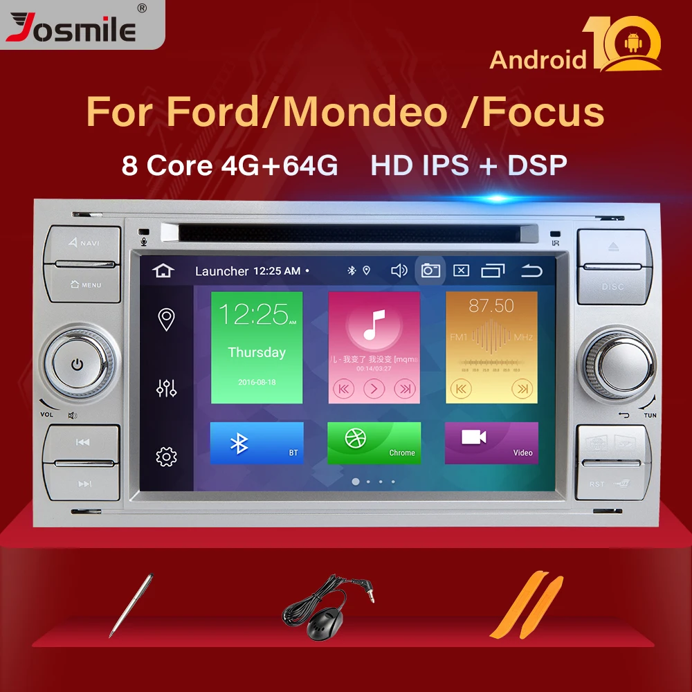 Автомагнитола DSP 2din Android 10 для Ford Focus 2 3 mk2 Kuga Mondeo 4 Fiesta Transit Connect S C MAX мультимедийный