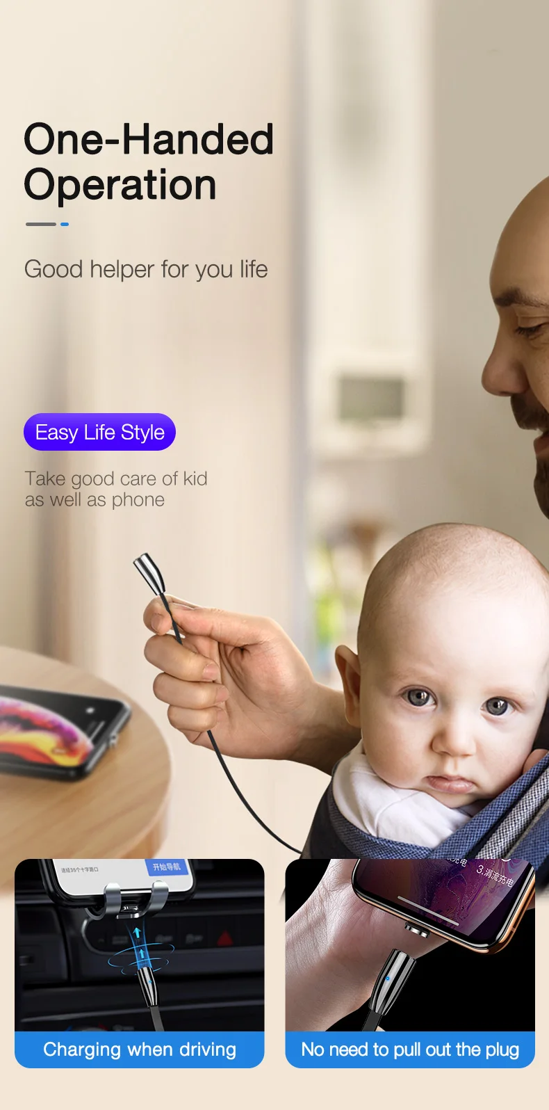 Cafele Магнитный кабель для зарядки USB кабель для IPhone type C Micro Выдвижной зарядный кабель 120 см 3 А Быстрая зарядка USB C кабель