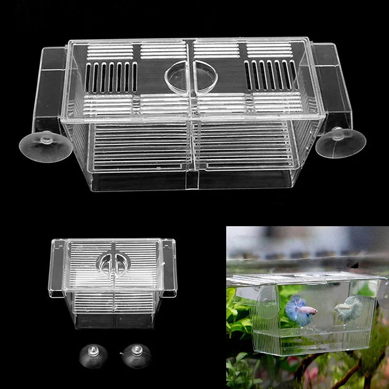 Aquarium Pet Fish Tank Guppy Double Breeding Breeder Rearing Box Hatchery S/L