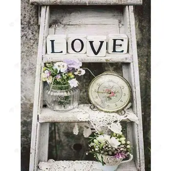 

Diamond Mosaic Full Drill 5D Embroidery Love And Flowers Embroidery Decoration Craft Art