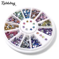 1Box 3mm Star Shaped 12 Colors Nail Art Rhinestone AB Rainbow Color Crystal Beads DIY Nail Art Decoration Accessories 2
