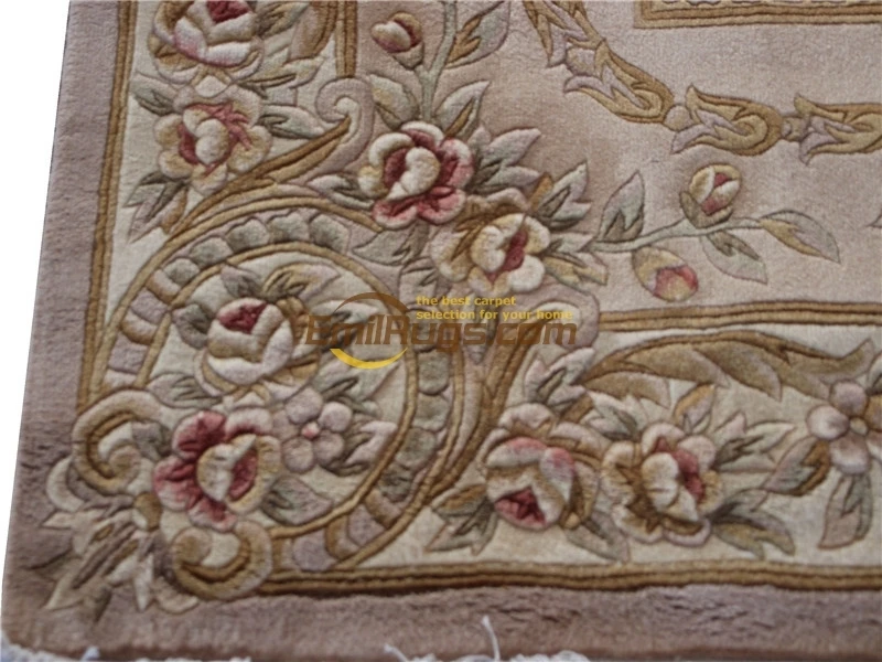 carpet beige european french About-knotted Thick Plush Savonnerie 6' X 9' tur3 379 gc85savyg28