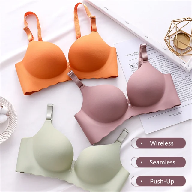 Sexy One-Piece Bra Women Wireless Breathable Underwear Gather Push Up Simple Lingerie Seamless Bralette Candy Color нижнее белье 1