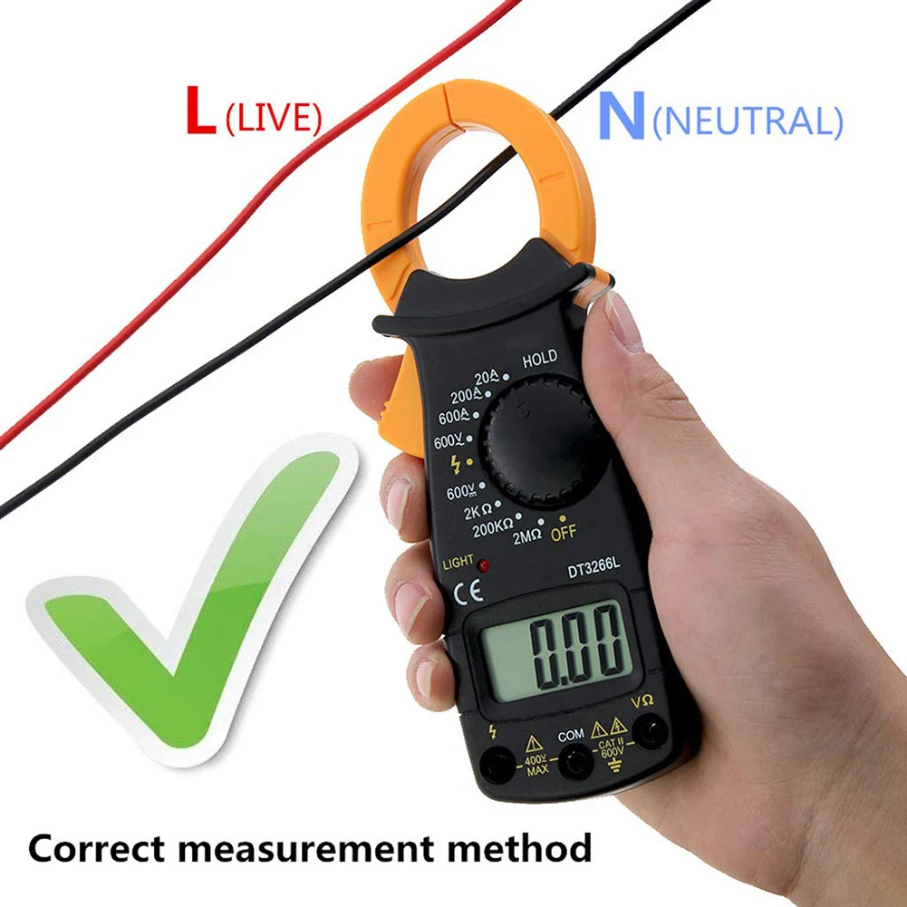 

DT3266L Multimeter Current Clamp Pincers Voltmeter Ammeter 600A AC/DC Ohm Current Voltage Tester Digital Amper Clamp Meter