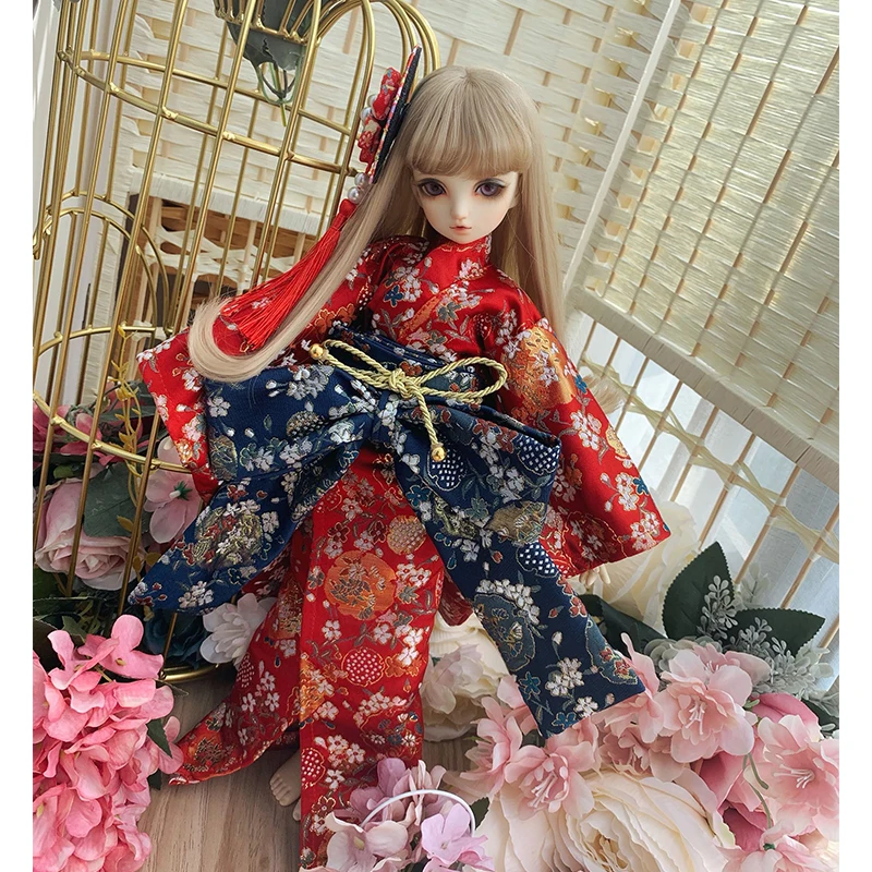 BJD Кукла Одежда 1/6 1/4 1/3 кукла кимоно Красного/синего цвета для 1/6 1/4 1/3 BJD кукла аксессуары только в том случае, одежда