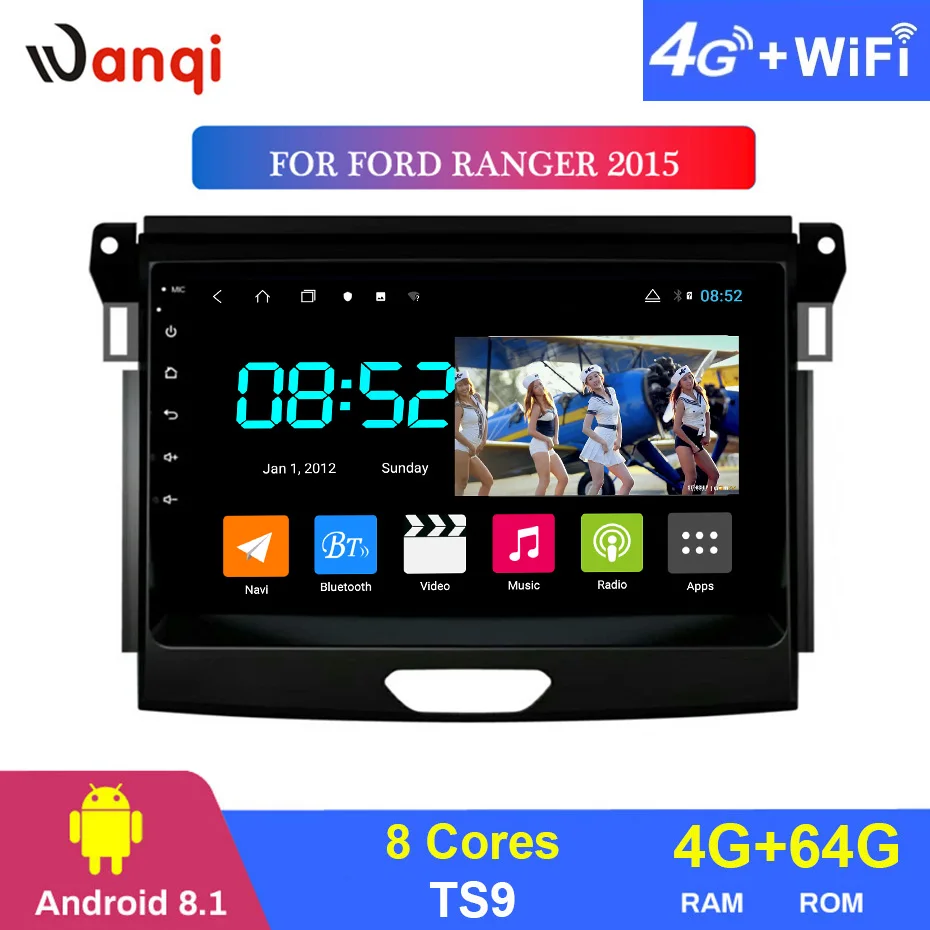 Excellent Android 8.1 CAR DVD 1din multimedia Navi system for Ford Ranger 20015 car gps navigation stereo Wifi head unit BT SWC WIFI 0