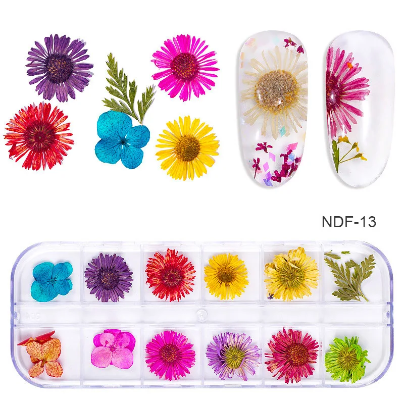 1 чехол сухие цветы ногтей Наклейка многоцветный натуральный Лисий Мех сушеные лепесток Нейл-арт Декор реальные Флора Гель-лак для ногтей, инструменты для маникюра - Цвет: NDF-13