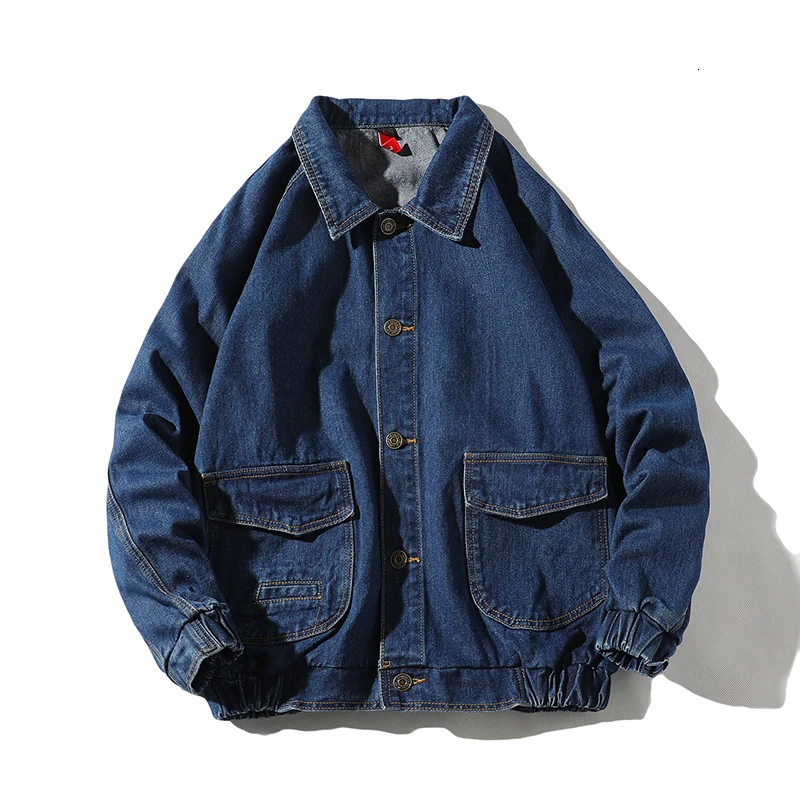 

Autumn Denim Jacket Men's Fashion Washed Solid Color Casual Overalls Denim Jacket Man Streetwear Hip Hop Loose Bomber Jacket