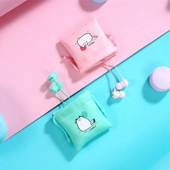 

Cute Cat Wired Earphone With Mic Stereo Earbuds with Earphone Case For Xiaomi Samsung iPhone Mobile Phone for girls women Gifts