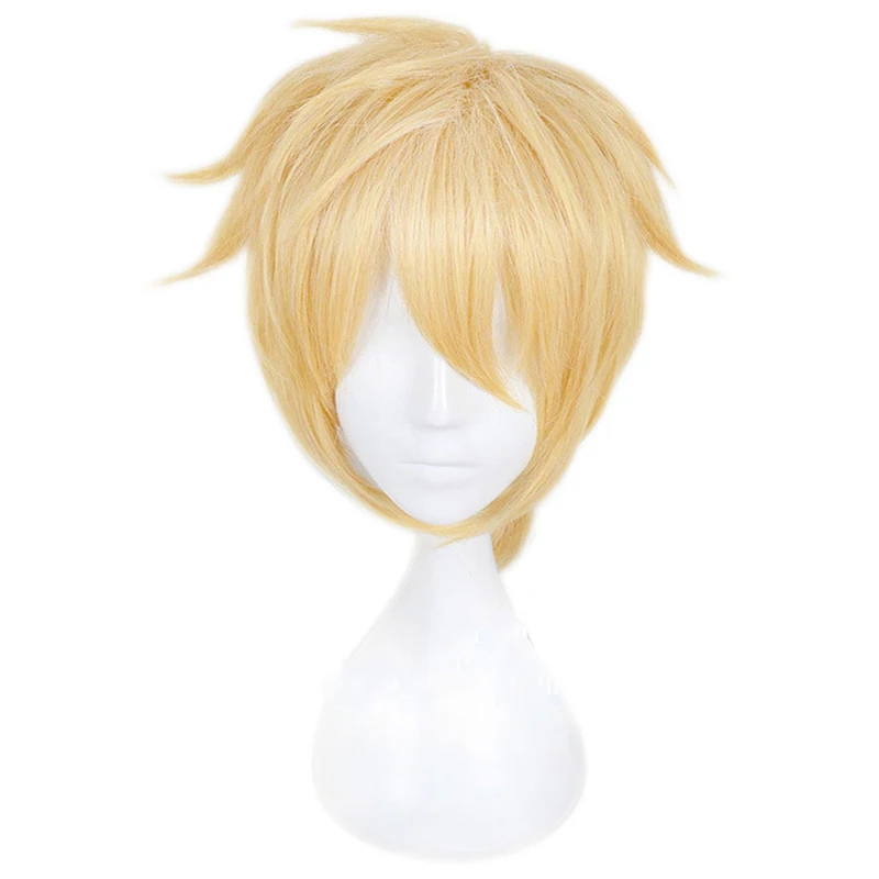 brother Аниме Kagamine Rin/Kagamine Len короткие светлые желтые волосы Косплей Костюм парик - Цвет: brother